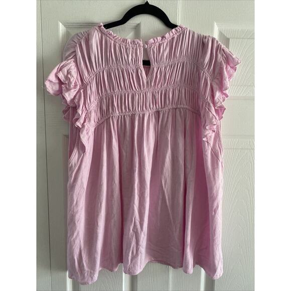 Hayden Los Angeles Womens 2XL Cotton‎ Pink Linen Blend Peasant Boho Top - Picture 6 of 8